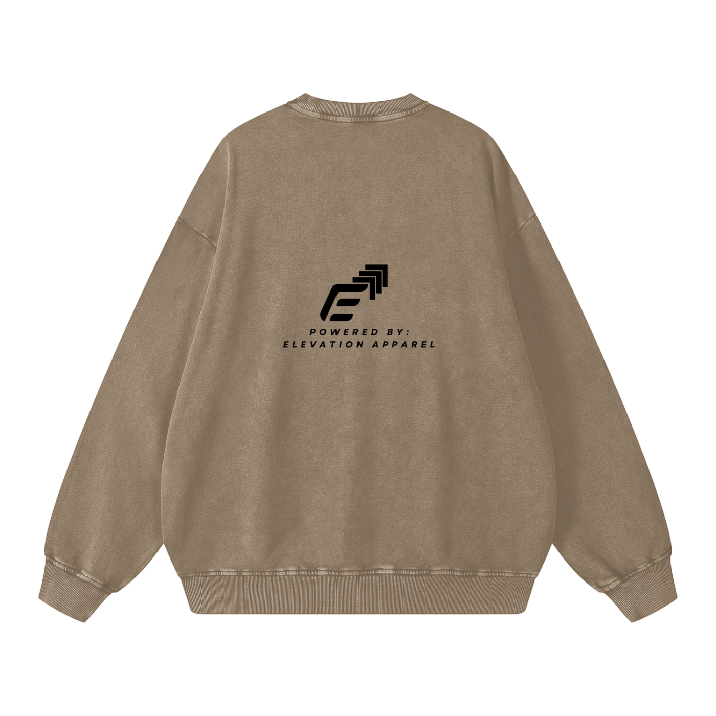Bown sweatshirt with black logo and text on the back against a white background