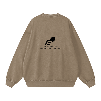 Bown sweatshirt with black logo and text on the back against a white background